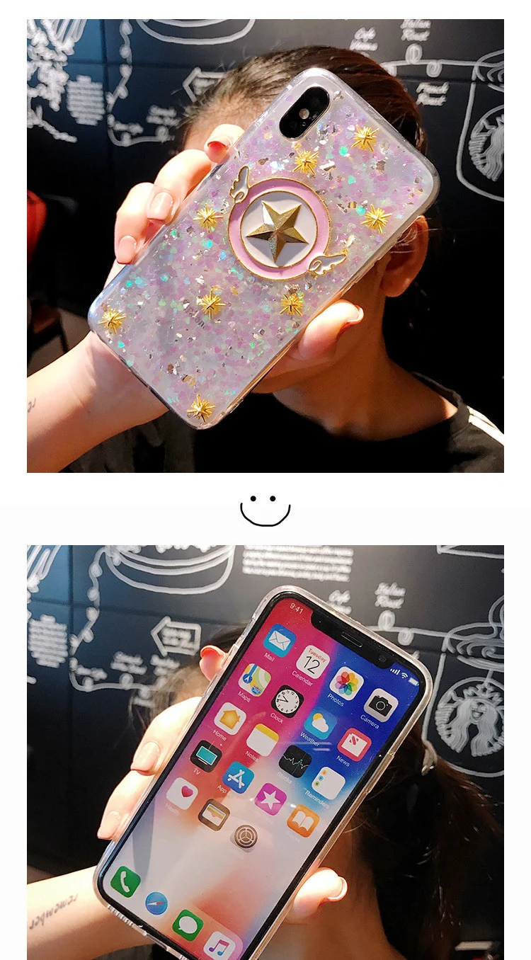 Для iphone XS Max bling Прекрасный Сакура мягкий чехол для iphone 8plus XR X 8 6 6S 6splus 7 7plus Сейлор Мун розовый чехол для девочек