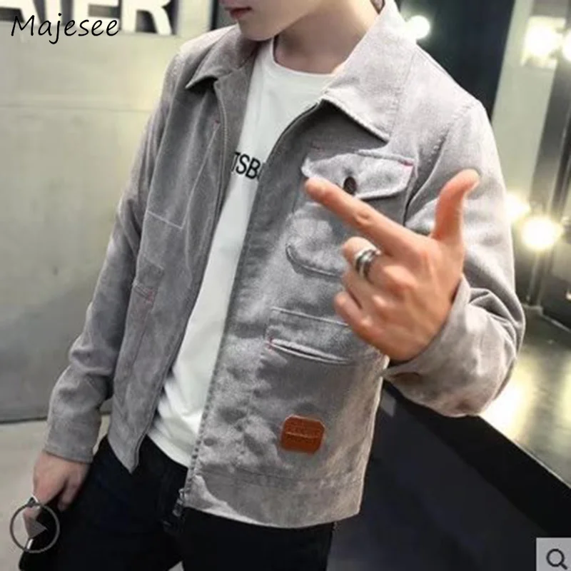 

Jackets Men 2019 Turn-down Collar Single Breasted Leisure Solid Simple All-match Korean Style Daily Soft Jacket Mens Denim Coats