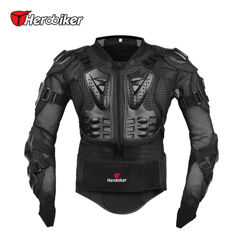 HEROBIKER Профессиональный Мотоцикл Полная защита для корпуса мотоциклетная Защитная Экипировка гонка позвоночник женские футболки поддержка спины - Цвет: Черный