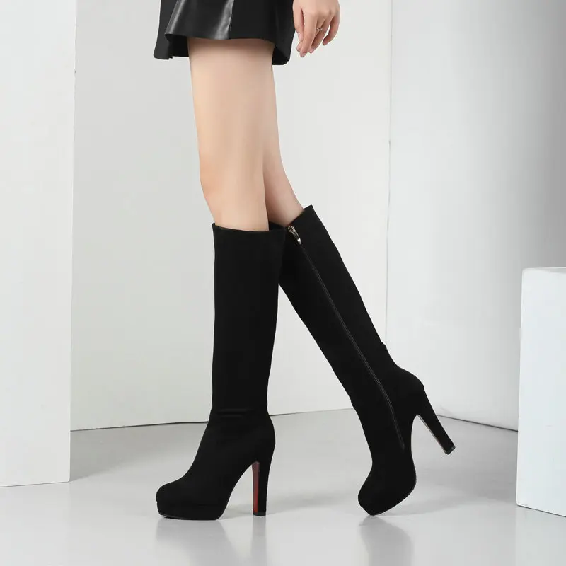 Г., женская модная красивая нога, женские ботинки Демисезонная женская обувь до колена Повседневная обувь для вечеринок на очень высоком каблуке 10,5 см