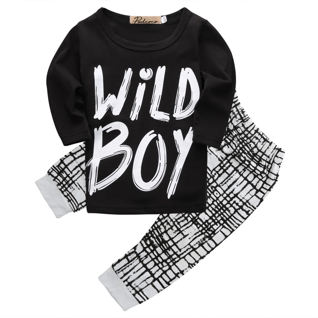 

US STOCK Newborn Infant Baby Boys printed Wild Boy long sleeve T-shirt Top and long Legging Pant Outfits Clothes Set for boys