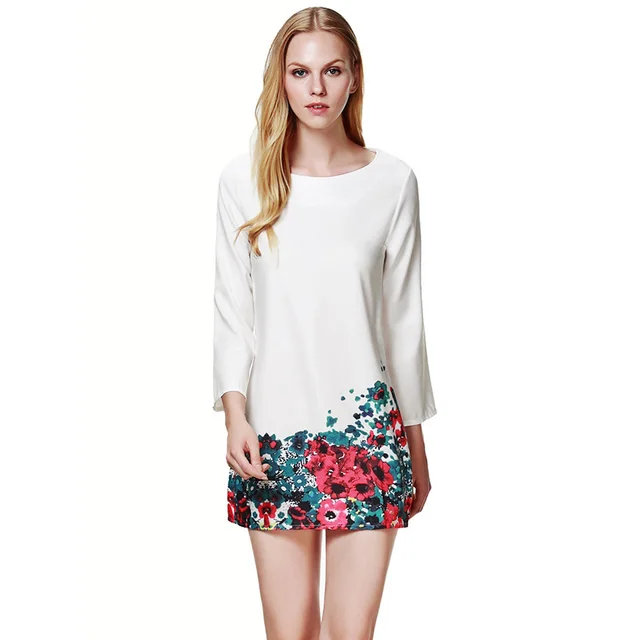 Dresses Women Clothing Vestido White Plus Size Floral Vestido Robe 2015