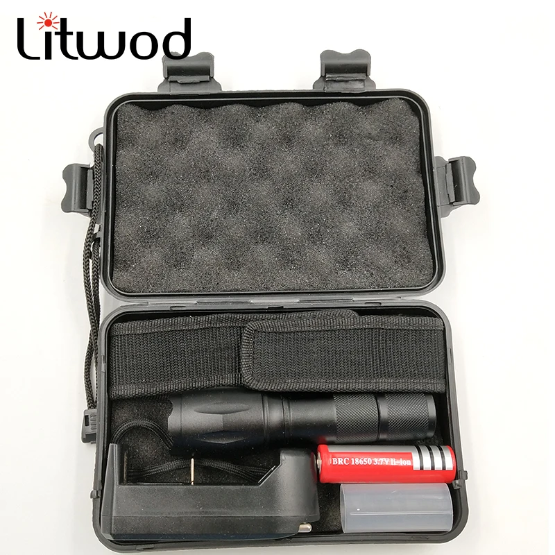 Beste Litwod Z20 LED Zaklamp torch 18650 zoom XML L2 T6 led Zoomable light 18650 batterij wit amp; geel knipperende strobe lichten
