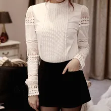 Women Blouse 2019 Women Floral Lace Button Down Long Sleeve Casual Solid Work Tee Shirt Blouse Top