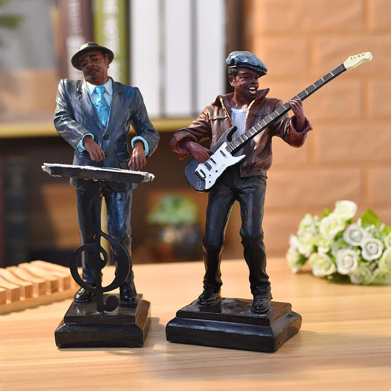 Music Play Bandsman Musicians Jazz Instrumental Perfomer Singer Guitar Piano Figurine Home