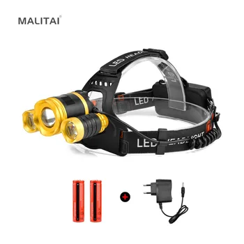 

CREE XML T6+2Q5 LED Headlamp Zoomable Headlight Head Torch Flashlight Head lamp Camping Fishing Hunting Light Rechargeable 18650
