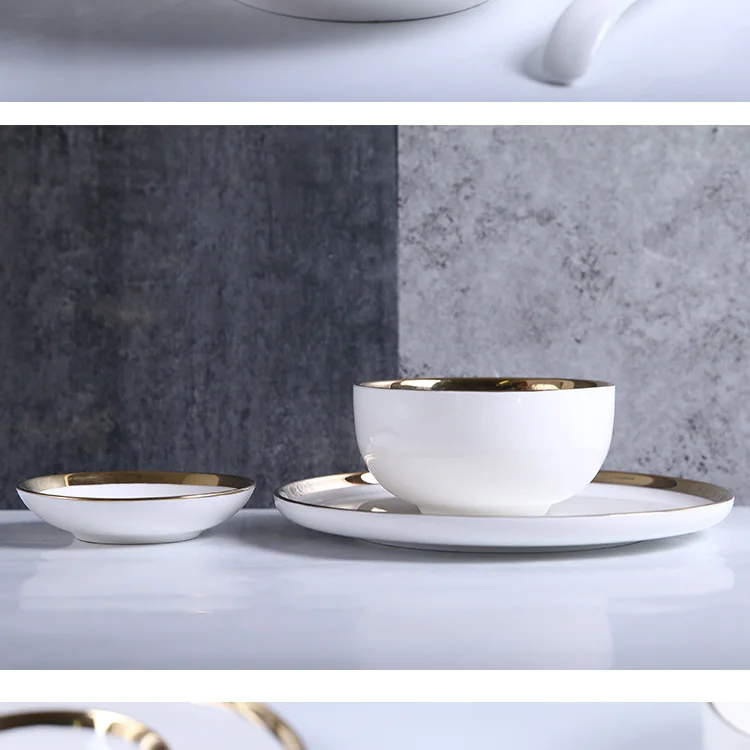 Wourmth Nordic посуда 10 шт./компл. Керамика пластина чаша для риса Творческий белого цвета тарелка миска домашний фарфор набор посуды