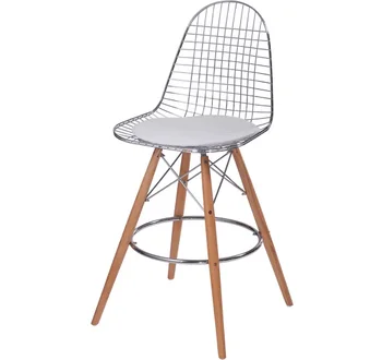 

Minimalist Modern Design Metal Steel and Wood Leg Counter Bar Stool dining Chair Famous Design high quality Bar Furniture 2PCS