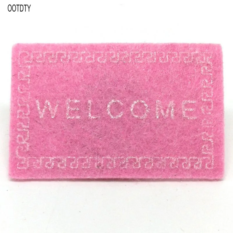 1:12 Добро пожаловать коврик кукольный дом Миниатюрный ковер аксессуары орнамент DIY мебель - Цвет: Розовый