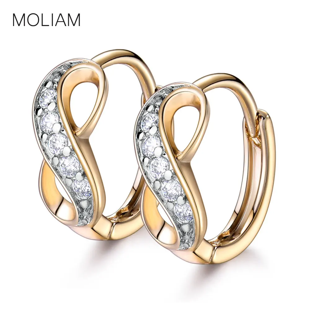 

MOLIAM Infinity Design Hoop Earrings Women Ladies White Crystals Cubic Zirconia Snake Cross Small Circle Brinco Jewelry MLE189