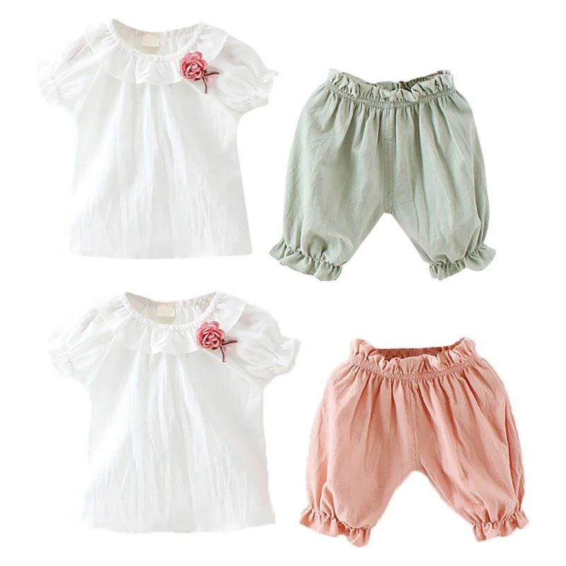 

Baby Kid Girl Casual Set Cotton 2Pcs Baby Toddler Girls Kids Short-sleeved Top+Shorts Clothes Outfits