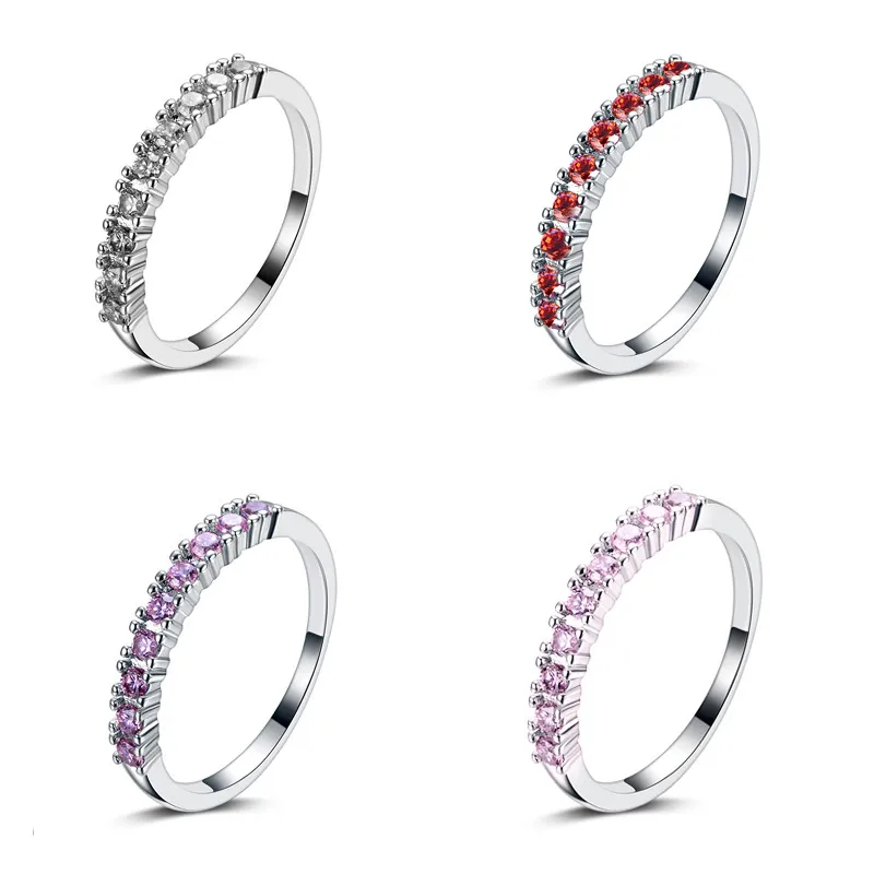 Hot Sale Promotion New Fashion 4 Color Shiny Zircon 925 Sterling Silver Ladies