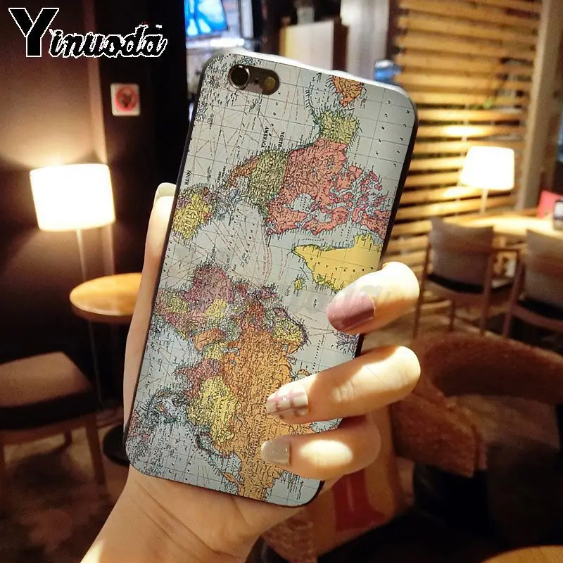 Yinuoda карта мира планы путешествия DIY печать рисунок чехол для телефона iPhone 5 5Sx 6 7plus