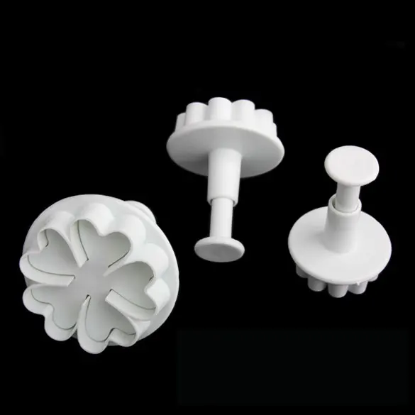 

3 Pcs Heart Type 5 Petals Cake Cutters Plunger Paste Fondant Sugar Decorating