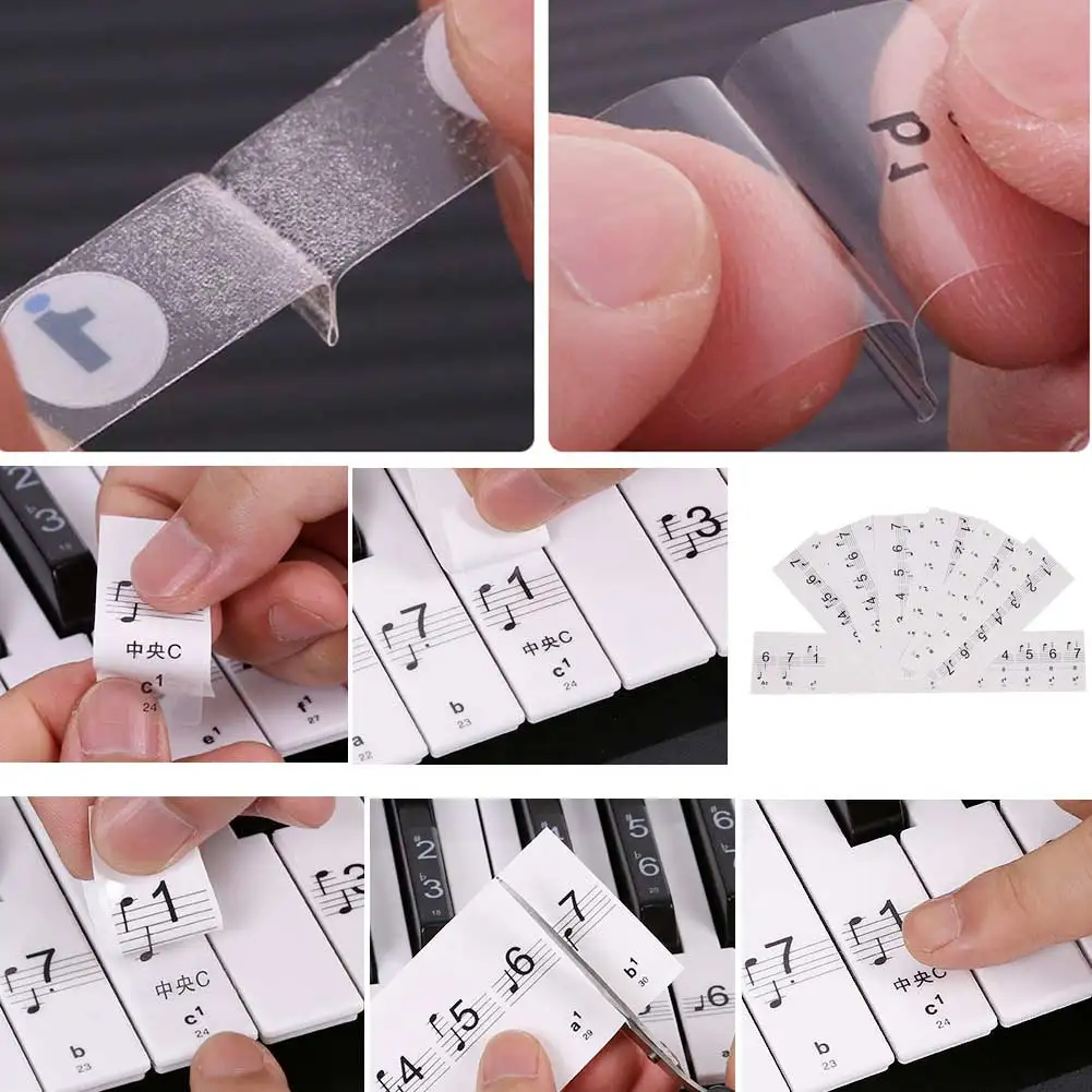 

Transparent Piano Stickers Music Keyboard Key Note Labels 54 61 88 Keyboards EDF88