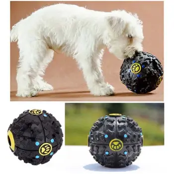 

Pet Dog Cat Puppy Play Train Squeaky Sound Toy Chew Ball Treat Holder Bone #265