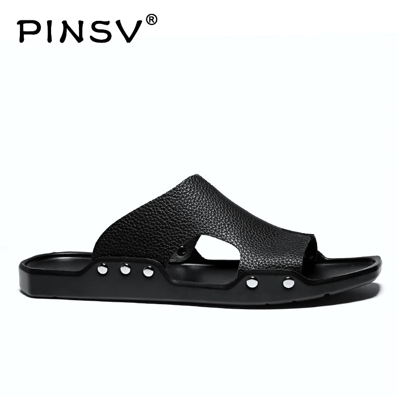 PINSV Summer Fashion Men Flip Flops Anti-slip Word Drag Comfortable Classic Beach Slippers zapatos hombre flip a word crab cab