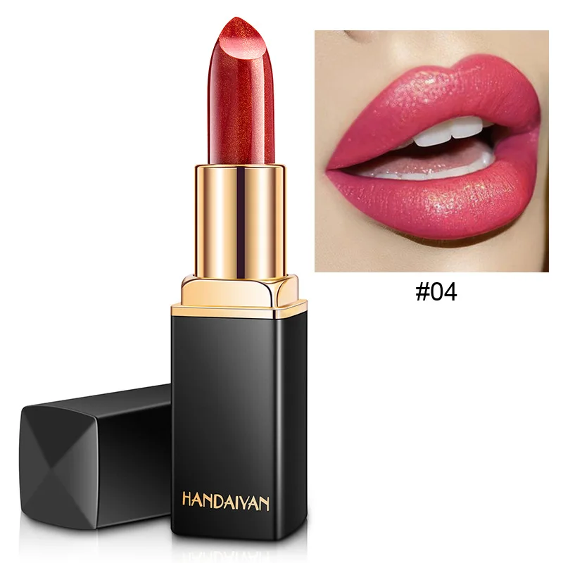 HANDAIYAN Glitter Lipstick Temperature Change Color Lip Stick Waterproof Shimmer Rouge a Levre Bigger Lips Tattoo Shiny Makeup - Цвет: 4