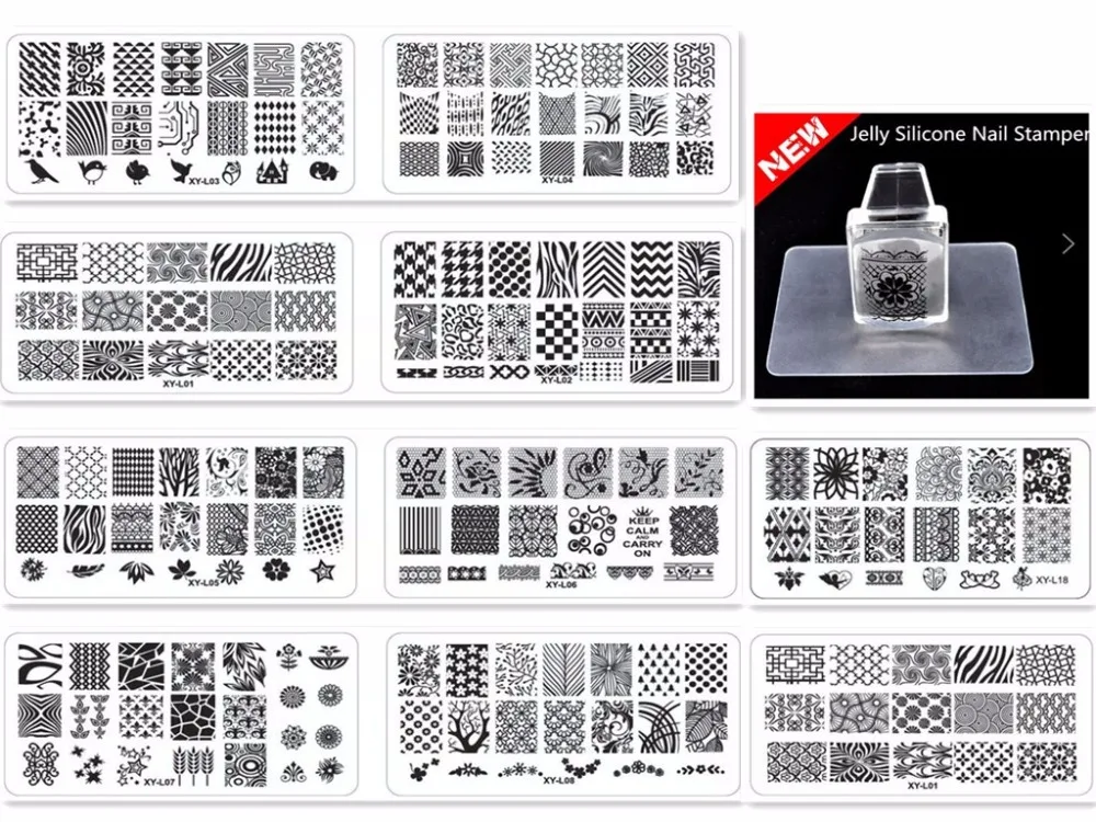 Kimcci 10 шт. рождественские пластины для штамповки ногтей+ 1 набор штамп для маникюра DIY Набор изображений шаблоны для ногтей трафареты инструмент для маникюра