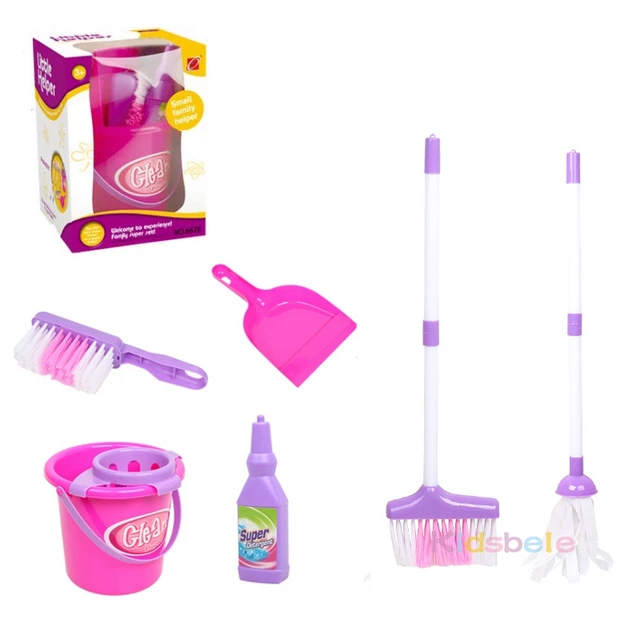 Kids Toys Baby Play Housekeeping Toys Mini Simulation Mop Broom Bucket Swab Kids Role Playing Pretend Play Educational Toy 2
