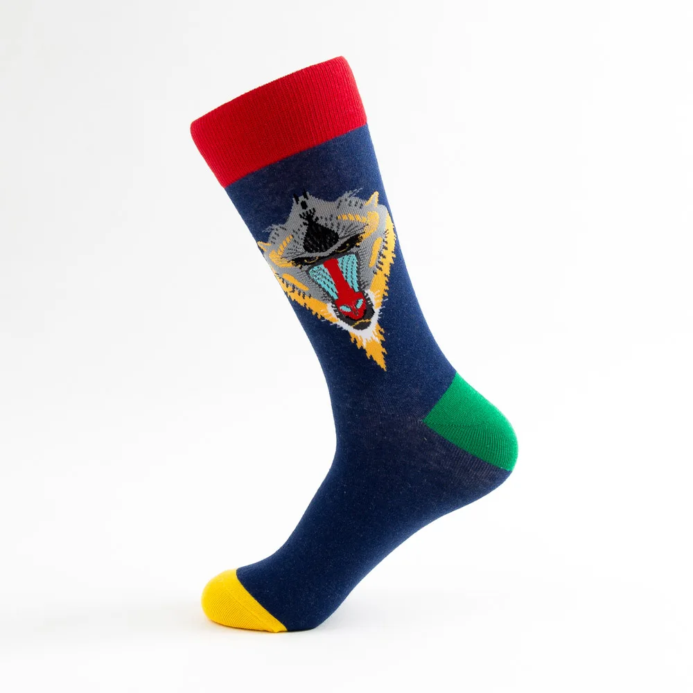 Jhouson/1 пара; Новинка; мужские носки из чесаного хлопка; модные свадебные носки с забавным рисунком акулы и Кита - Цвет: FFY-5
