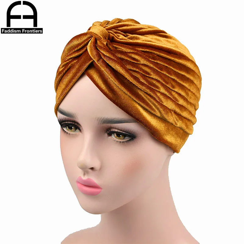 High Quality Women Velvet Turban Casual Vintage Double Stretchy
