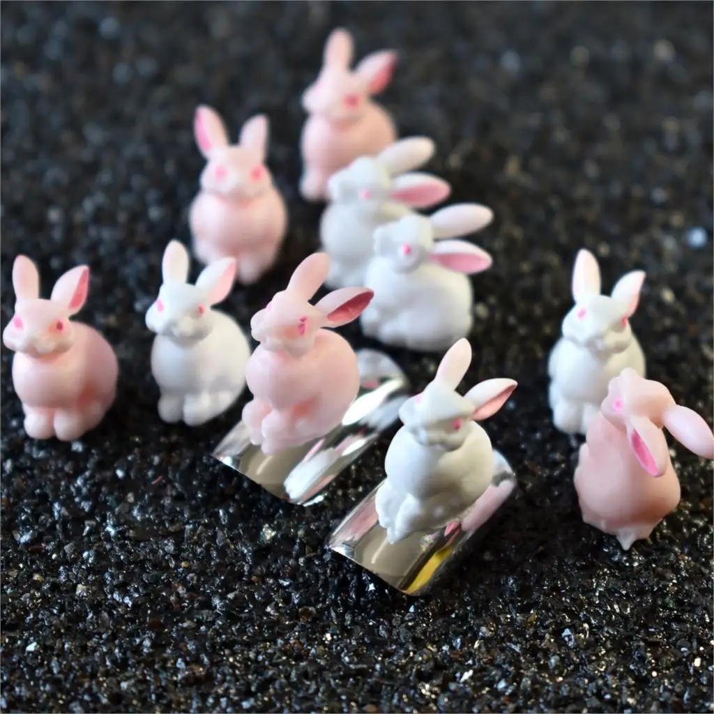 

Cute 3D Nail Design Decoration Charms Small Rabbit for Nail DIY Pink White Manicure Accessories