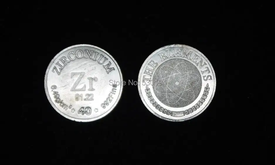 

99.2% High Purity ZIRCONIUM Zr Metal Carved Element Periodic Table Coin Shape