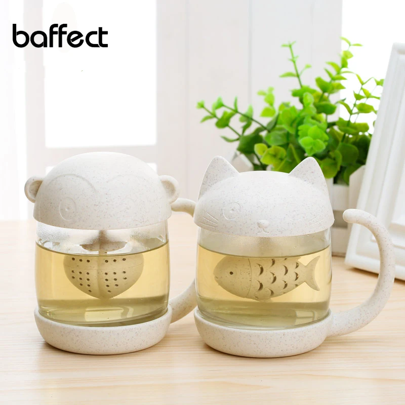 Creative Tea Strainer Cat Monkey Tea Infuser Cup Glass Mug Teapot