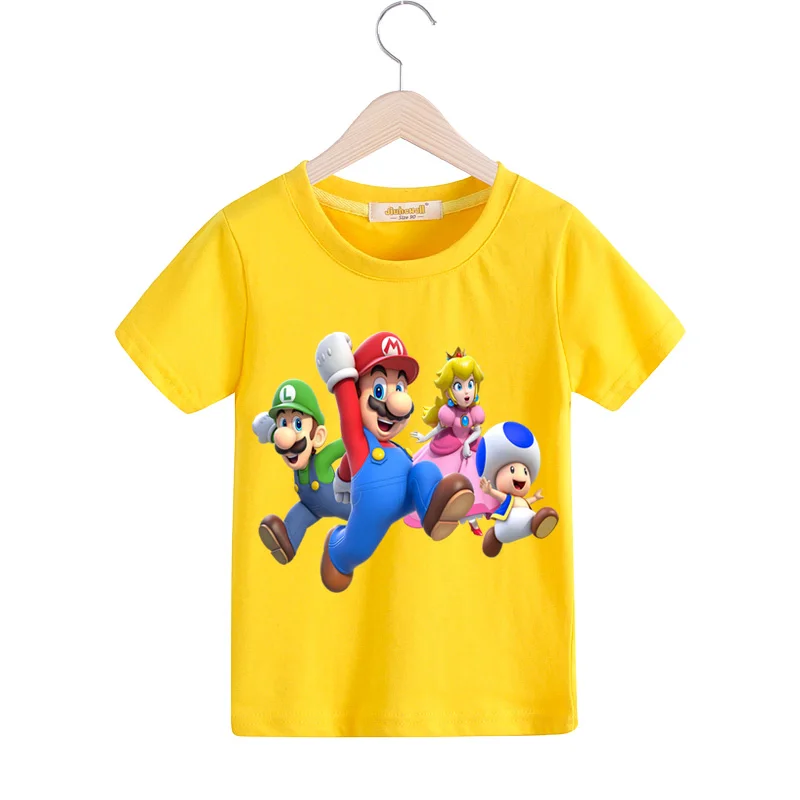 Boys Girls Child Cartoon Mario T-shirts Summer Short Sleeve Tees Top Costume Kids 100%Cotton T Shirt Baby Tshirts Clothes TX150 (2)