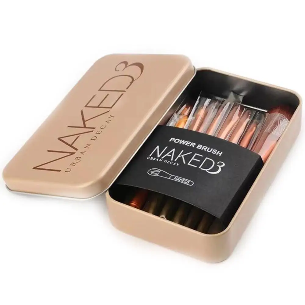 

New Arrival Makeup Brushes Set 12pcs/lot Eyeshadow Eyeliner Eyelash Eyebrow Brushes Portable Eye Brush Set with Metal box