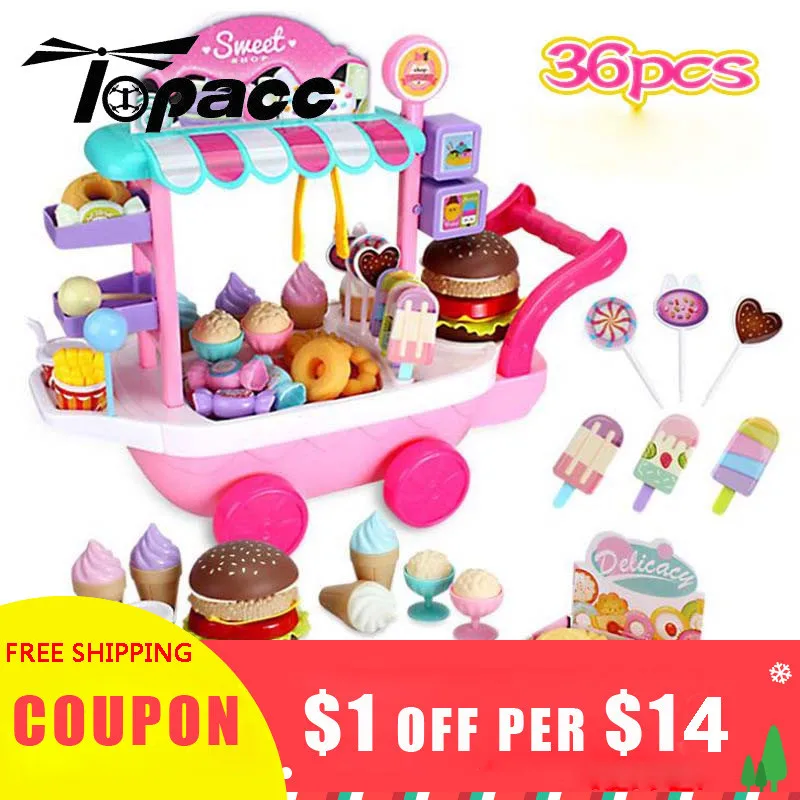 36Pcs Sweet Shop Miniature Cart Ice Cream Dessert Baby