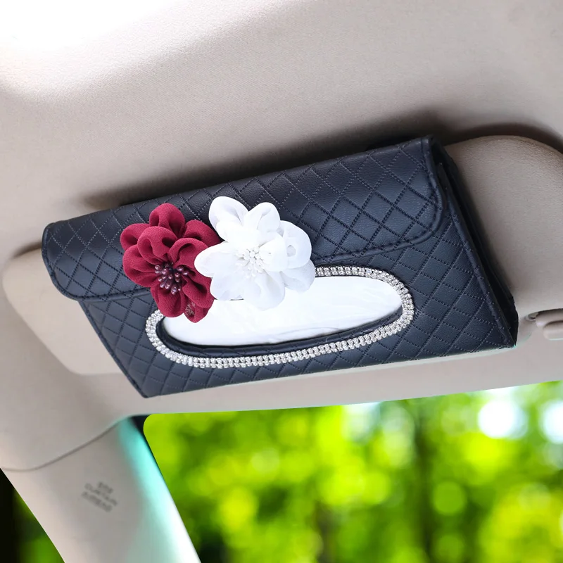 Car-Styling-Flower-Crystal-Leather-Car-Interior-Accessories-Neck-Cushion-Steering-Wheel-Covers-Handbrake-Gears-Seat (17)