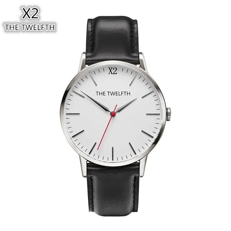 2016 New Fashion Brand THE TWELFTH Watch Men And Women Leather Strap Japan Movement 38MM Dial Dress Quartz Watch X2-1210 Reloj 2016 aladdin and the magic lamp watch the young men and women fashion quartz pocket watch table birthday gift ds262
