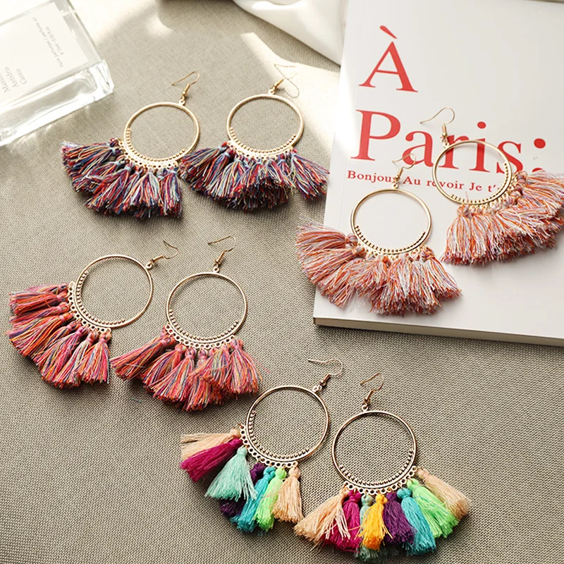 

Ethnic Bohemia Tassel Earrings For Women Vintage Round Drop Earrings Fashion Wedding Patry Jewelry Gifts Long Dangle Earrings