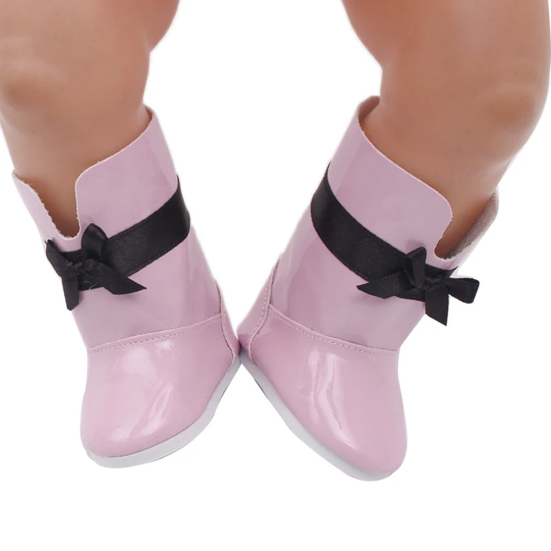 

43 cm baby dolls shoes new born fashionable lavender winter boots PU shoe Baby toys fit American 18 inch Girls doll g58