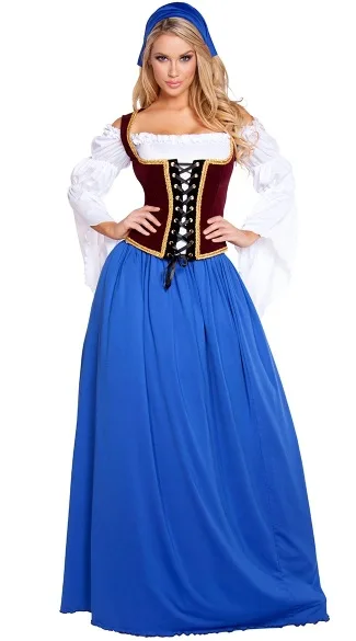 

Beer Party Women Oktoberfest Dirndl Long Dress Bavaria Wench Costume Girl Maid Fantaisa Outfit