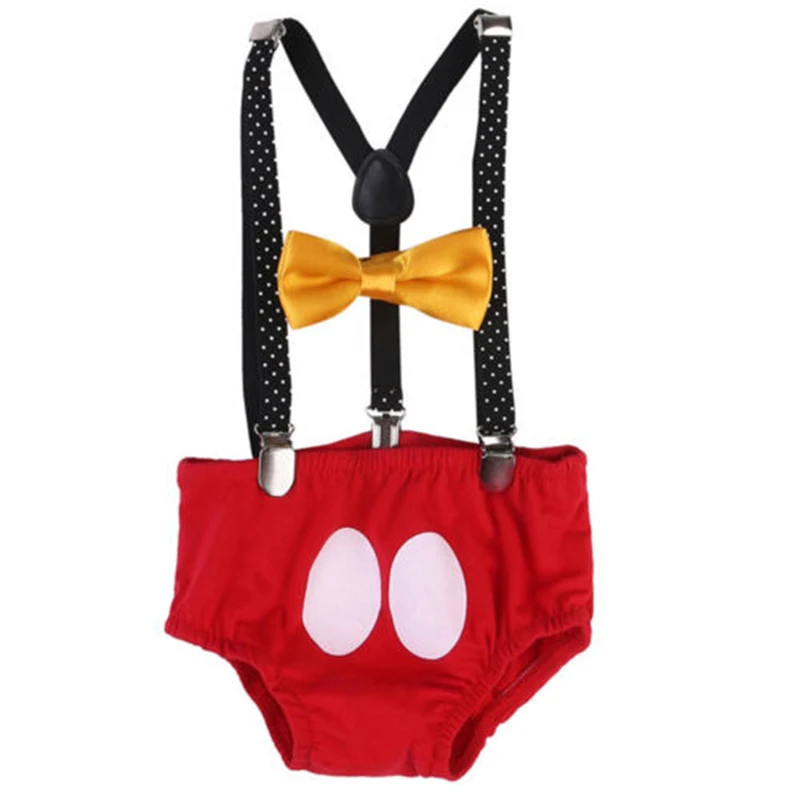 Mickey Mouse Baby Boy Birthday Cake Smash Photography Prop Clothes Romper Outfit