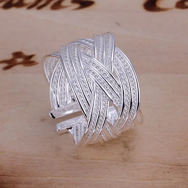 925 jewelry silver plated Ring Fine Fashion Big Net Weaving Silver Jewelry Ring 925 jewelry silver plated Ring Fine Fashion Big Net Weaving Silver Jewelry Ring
