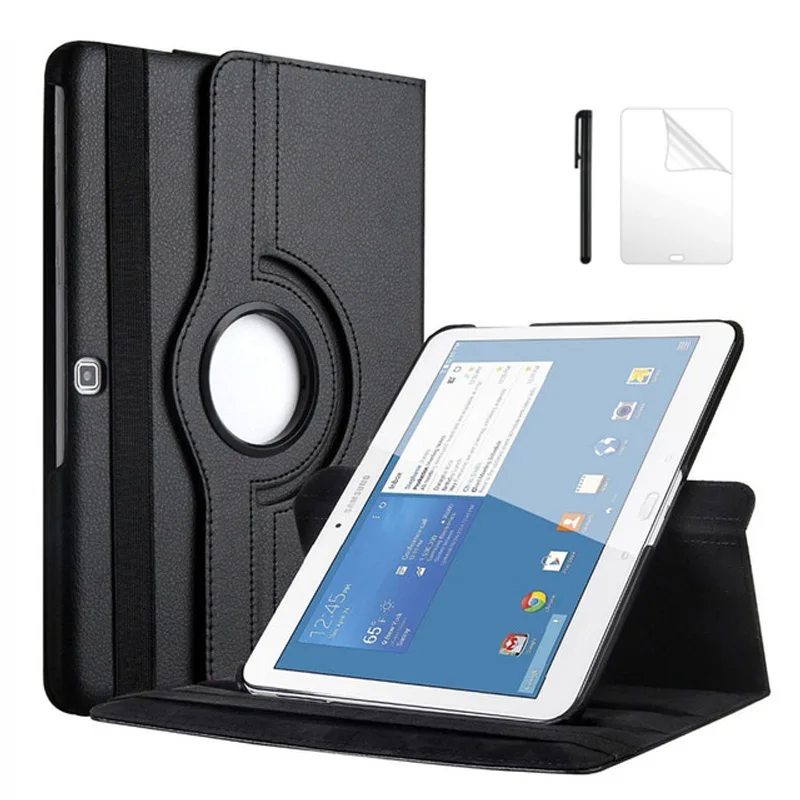

360 Degree Rotating PU Leather Flip Cover Case For Samsung Galaxy Tab 4 10.1 SM-T530 T531 T535 10.1 inch Tablet Case +Film