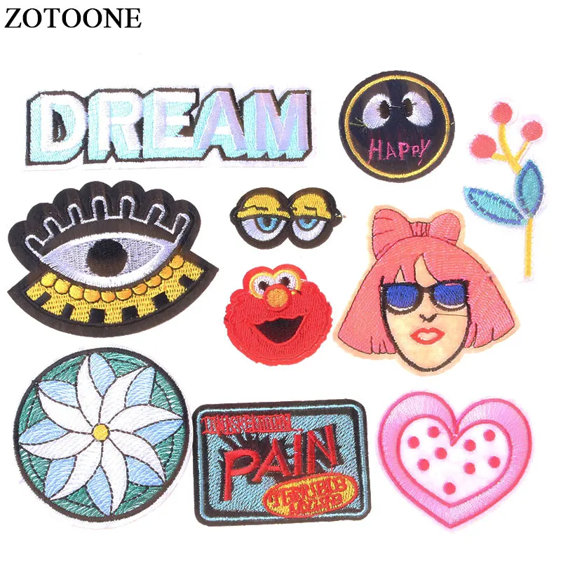 

ZOTOONE Embroidered Patches for Clothing T-shirt Dress DIY Cute Cartoon Applique Motif Stripes Stickers Iron on Badges Cloth E