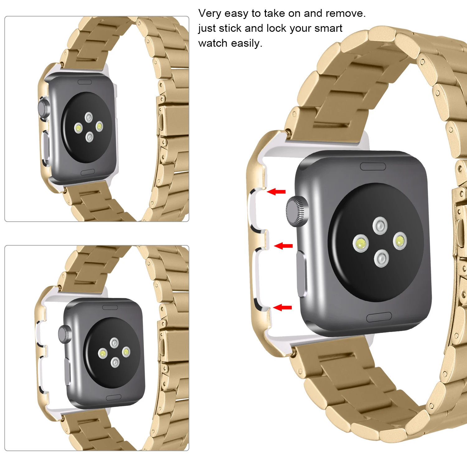 JANSIN металлический чехол+ ремешок из нержавеющей стали для Apple Watch 38 мм 42 мм 40 мм 44 мм ремешок для iwatch серии 4 3 2 1 чехол с браслетом