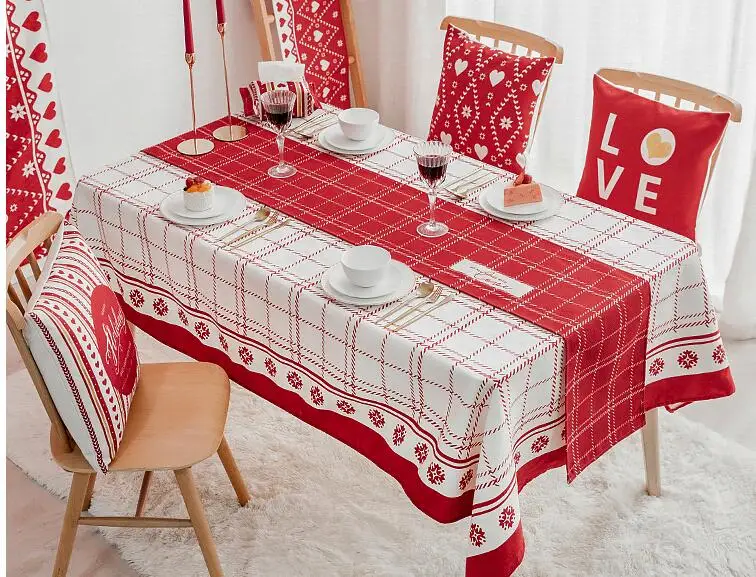 

Red Nordic lattice table flag table cloth TV cabinet coffee table tablecloth tablecloth cover towel table flag bed flag European