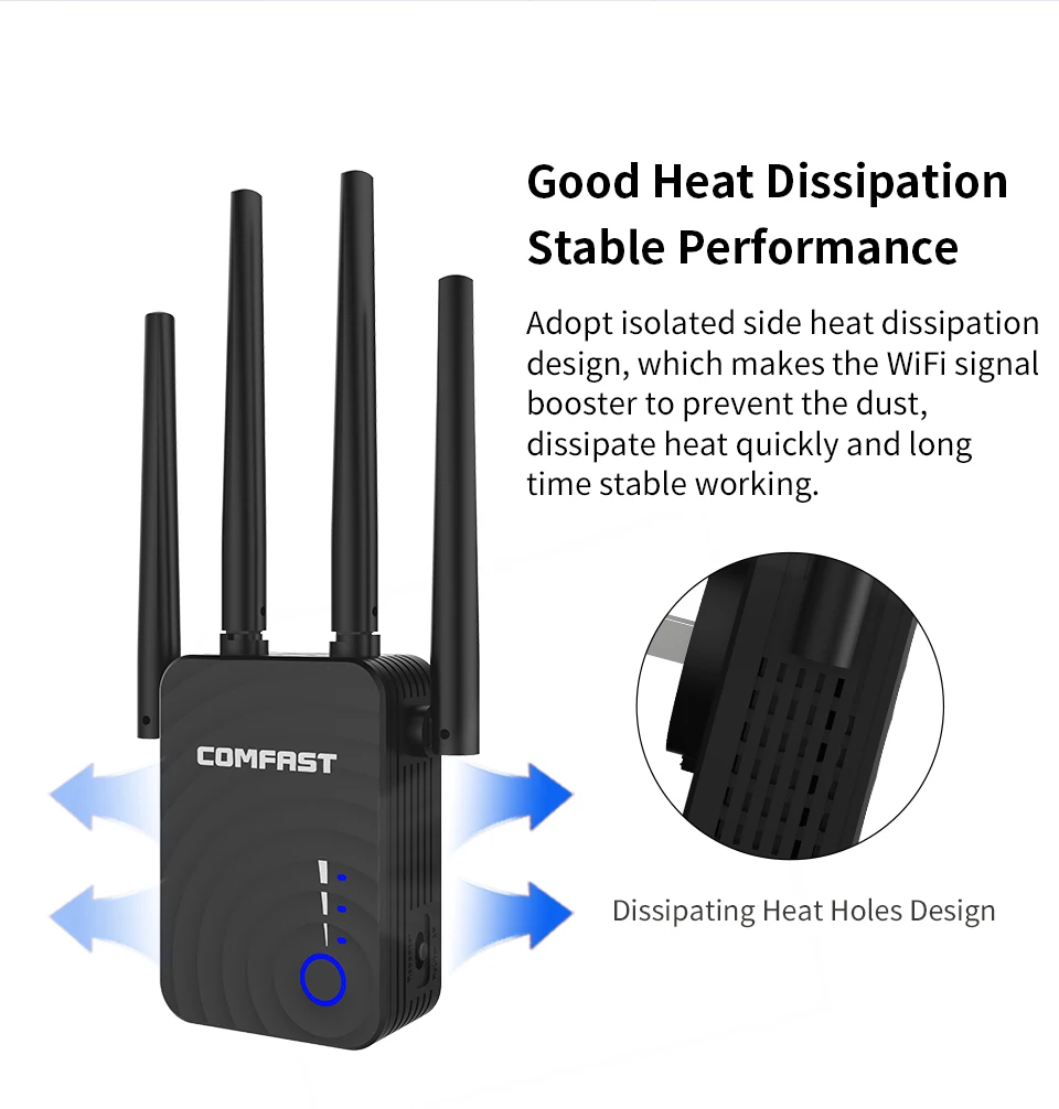 1200 Мбит/с Comfast CF-WR754AC Домашний Беспроводной роутер Wifi 4* 2dbi ретранслятор AP 5 ГГц расширитель большого диапазона Усилитель антенны