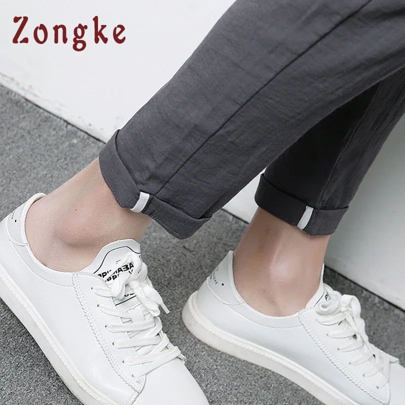 Zongke однотонные Цвет лодыжки-Длина штаны, мужские брюки уличная Спортивные штаны Для мужчин женской модной обуви XXXL брюки Для мужчин брюки