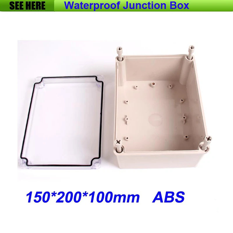 

Free Shipping Good Quality ABS Material Transparent Cover IP66 waterproof plastic box with wall 150*200*100mm