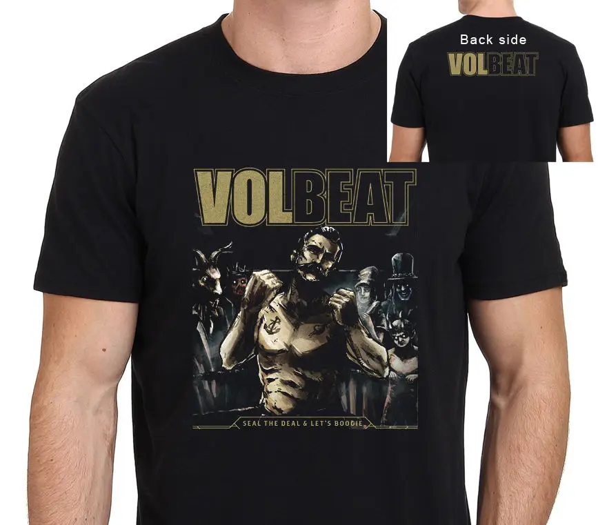 2017 новые мужские хлопковые рубашки с круглым вырезом и принтом Volbeat Seal the Deal and Lets