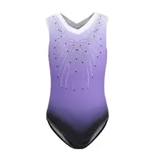 6-14 детские танцевальные платья Дети узор градиент гимнастика производительность комбинезон большого размера комбинезон блестящие балетная Одежда для танцев
