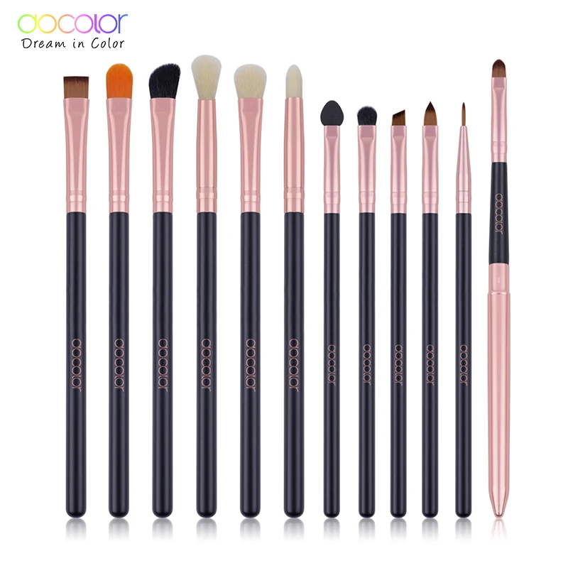 

Docolor 12pcs Eyeshadow Makeup Brushes Set Pro Rose Gold Eye Shadow Blending Make Up Brushes Soft Synthetic Hair For Beauty