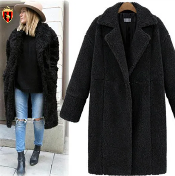 RICHARDROGER Women winter Leather non-original coat thicken warm artificial female Animal fur Coats and Jackets solid colo Coats